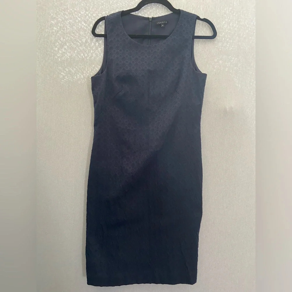 Theory Constance Altai wool blend textured sleeveless shift dress Sz 10